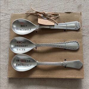 Mud Pie Silver Circa Salsa Spoon Set ~Taco night